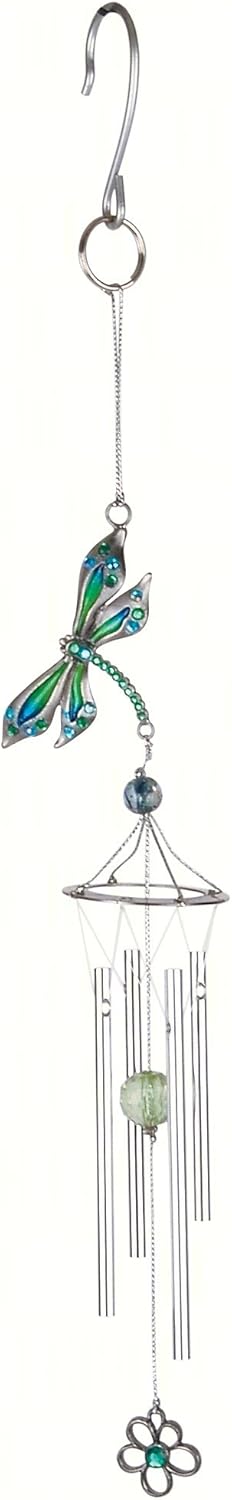 Carson Home Accents CHA63153 Pewterworks Dragonfly Crystal Wind Chime