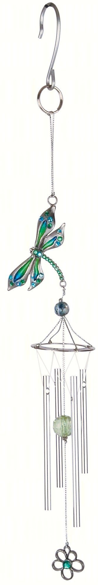 Carson Wind Chimes, Pewterworks,Dragonfly Crystal Chime,20"L x 1.75" diameter