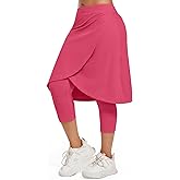 UK loees Women's Long Knee-Length Skirt with Capri Leggings, Athletic Golf Yoga Tennis Skirted Leggings with Internal Pocket