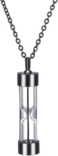 Amazon Hooami ネックレス メモリアルペンダント ステンレス 透明 ガラス管 砂時計 ハート形 ペンダント メンズ レディース ファッション 誕生日 人気 プレゼント ネックレス 通販