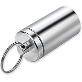 FULLGUEEN Portable Pill Holder Keychain,Aluminium Alloy Waterproof Pill Boxes Container for Purse Pocket,Small Daily Pill Cas
