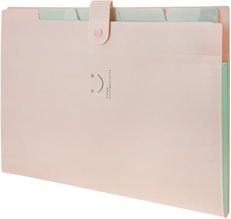 Amazon ファイルケース 5ポケット おしゃれ ドキュメントファイル フォルダー 書類入れケース 4仕切り Ppバッグ 資料カバー 笑顔 手形 伝票整理 収納ケース スナップ留め具 ファイルバッグ 文房具 オフィス 事務用品 学用品 プレゼント ピンク ドキュメントファイル