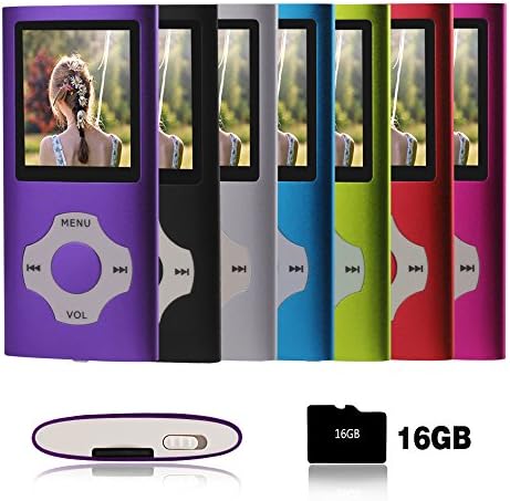 Ueleknight MP3 Player MP4 Player with a 16G Micro SD Card-Purple