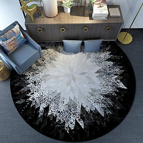 Loartee Modern Geometric Design Round Area Rugs Carpet Contemporary Soft Living Dining Room