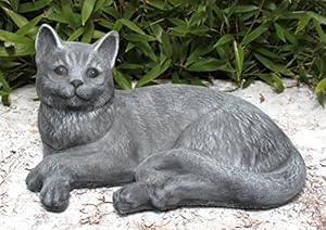 Garden ornaments Cat  Cast stone  Slate gray  Amazon co uk 