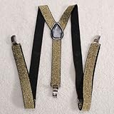 Adjustable Unisex Adult Child Elastic Clip-on Brace Suspender Y Back Neon Belt,Golden glitter by BigbigMall