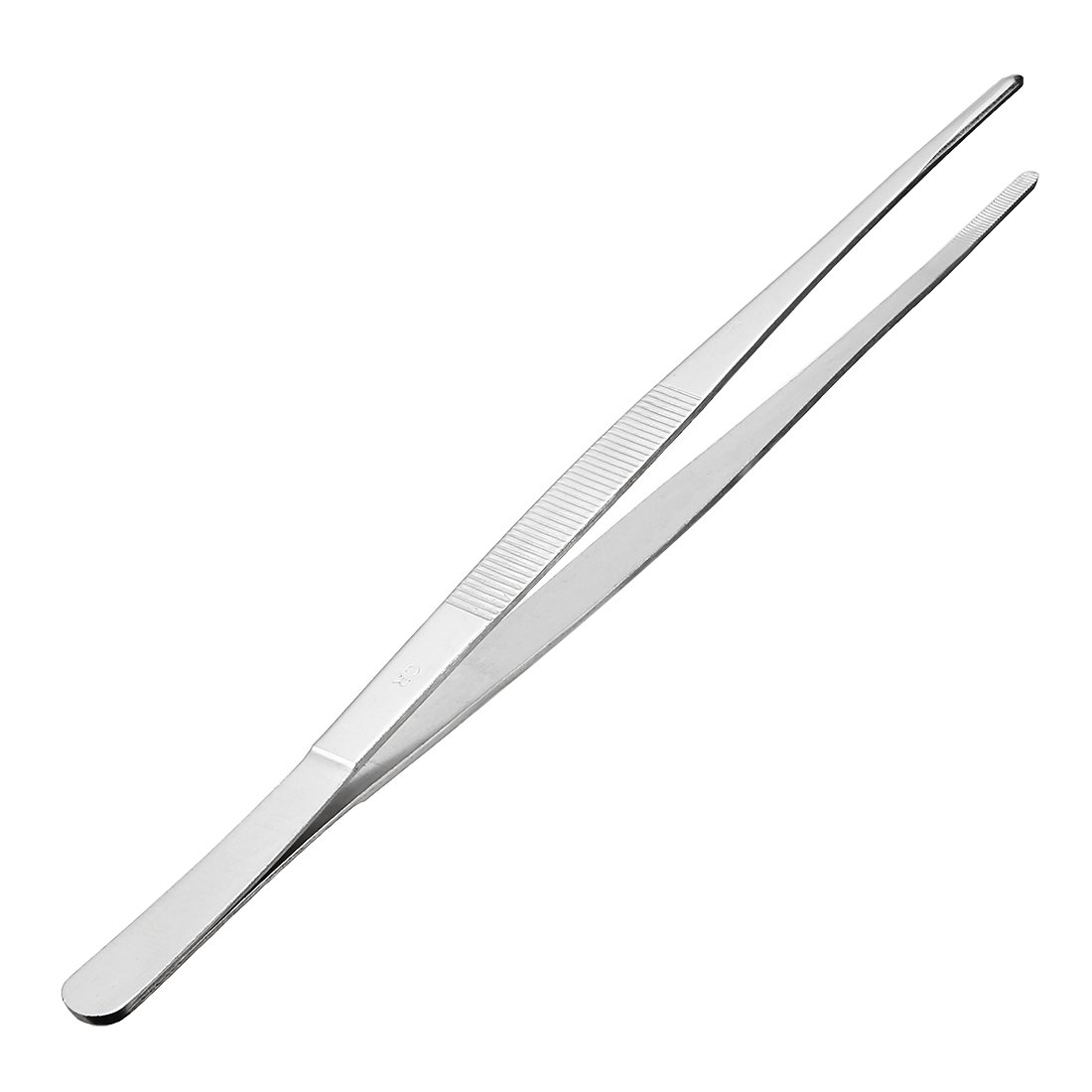 Sourcingmap 1 Pcs 12-Inch Stainless Steel Straight Blunt Tweezers with Serrated Tip Daily Garden Tool