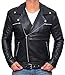 Decrum Mens Leather Motorcycle Jackets - Black Asymmetrical Leather Moto Jacket | [1100054] Black Ngan, L