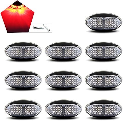 Purishion 10x 4 LED Clearence Light, Front Rear Side Marker Indicators Light for Truck Car Bus Trailer Van Caravan Boat, Taillight Brake Stop Lamp 12V (SRY005-8, red)