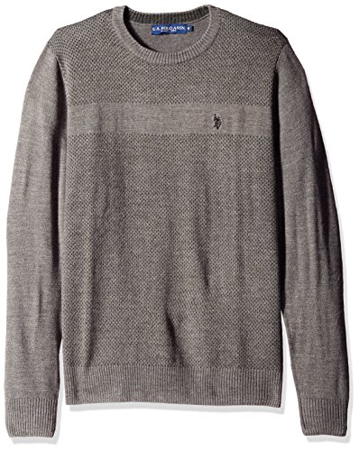 U.S. Polo Assn. Men's Birdseye Pattern Front Crew, Granite Heather, X-Large