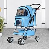 BestPet 4 Wheels Pet Stroller Cat Dog Cage Stroller