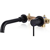 ARCORA Wall Mount Bathroom Faucet Matte Black, Single Handle Bathroom Sink Faucet Wall Mounted, Rough-in Valve Included