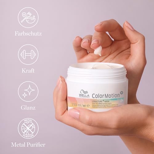 ColorMotion+ Haarkur – Wella Haarmaske für gefärbte Haare – intensive Reparatur & Pflege mit WellaPlex Strukturfestiger für mehr Glanz – 75 ml
