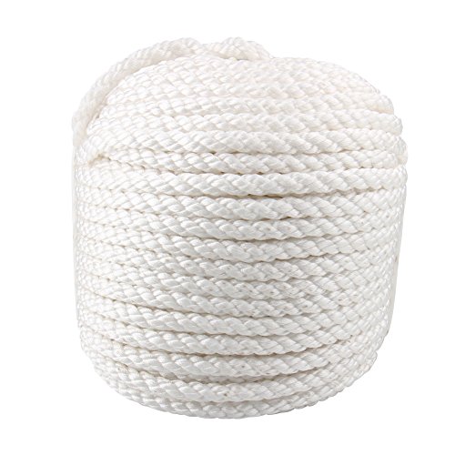 big-autoparts 1-2 inch by 100 feet Three Strand Anchor Rope Breaking Strain 5850 lb Nylon Three Strand Anchor Rope Strap with Thimble for Boat Ship Yacht Jet Ski