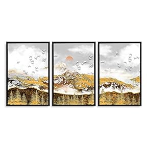 Marvelous Piece of Art Framed for Living Room Bedroom Abstract Great Landscape for x3 Panels Created By a Professional Artist