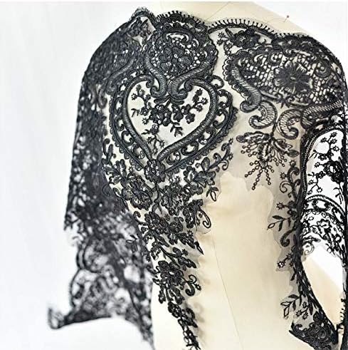 3d Lace Applique Flower Patch Sequin Trim Great for DIY Decorated Craft Sewing Costume Evening Bridal Top A7 (Black)
