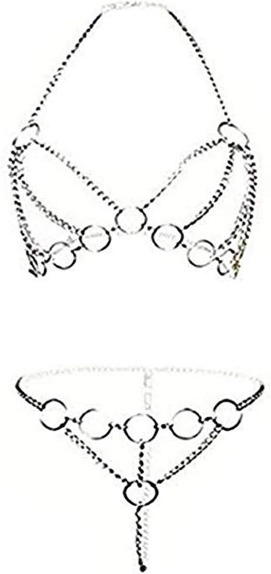 HNJZX Tassel Body Harness Chain Cross Enticing Tassel Body Link Harness Metal Chain Sexy Underwear Set