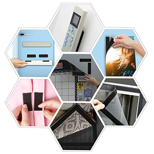 Self Adhesive hook and loop tape roll sticky back strip Adhesive backed Fabric fastener Mounting Tape for Picture and Tools Hanging Pedal Board Fastening by JIHO (3/4INCH, BLACK)