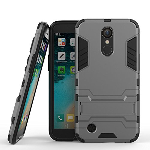 LG K20 V Case, LG K20V VS501 Case, LG K20 Plus Case, LG K10 2017 Case, LG Grace Case, LG Harmony Case, Dretal@ Armor Dual Layer Defender Protective Case Hybrid Bumper Kickstand Phone Cover (Gray)