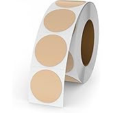 YIKIADA Khaki Circle Thermal Labels Vinyl 1 Inch Self-Adhesive Round Stickers Roll Waterproof Printer Decals Name Tag for QR Code DIY Office Address 500 PCS