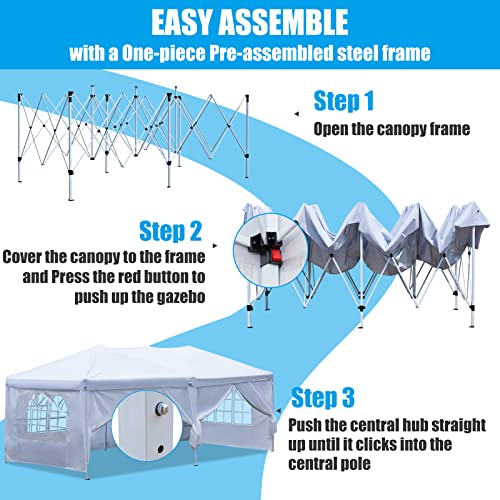 ECOTOUGE 10 x20 Canopy Tent with Sidewalls, Folding Pop Up Canopies