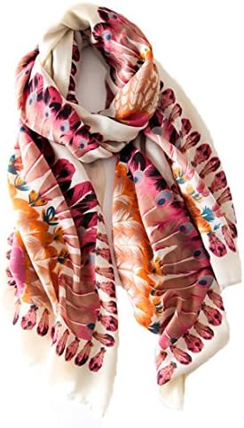 Women's UNISI Scarves Feather Scarf Blanket Wrap Shawl Printting Beach Sunbook Brooch