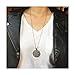 Antique Silver Tone Round Flowers Pendant Necklace Chain Long Necklace (Antique Style 1)