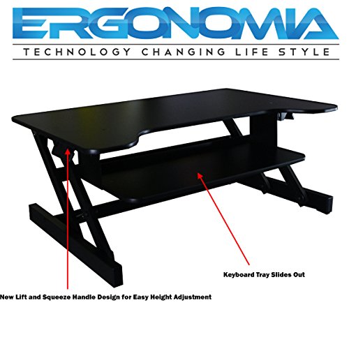 Ergonomia Height Adjustable Standing Sit to Stand Desk Riser, Black