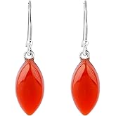Natural Carnelian Marquise Shape Gemstone Dainty Dangling Earring, 925 Sterling Silver Designer Earrings, Handmade Jewelry, Birthstone, Elegant Statement Girls Earring, Gift for Her