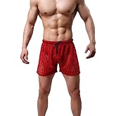 Linemoon Men's Mesh Shorts Sexy Lounge Hollow Boxer Underwear