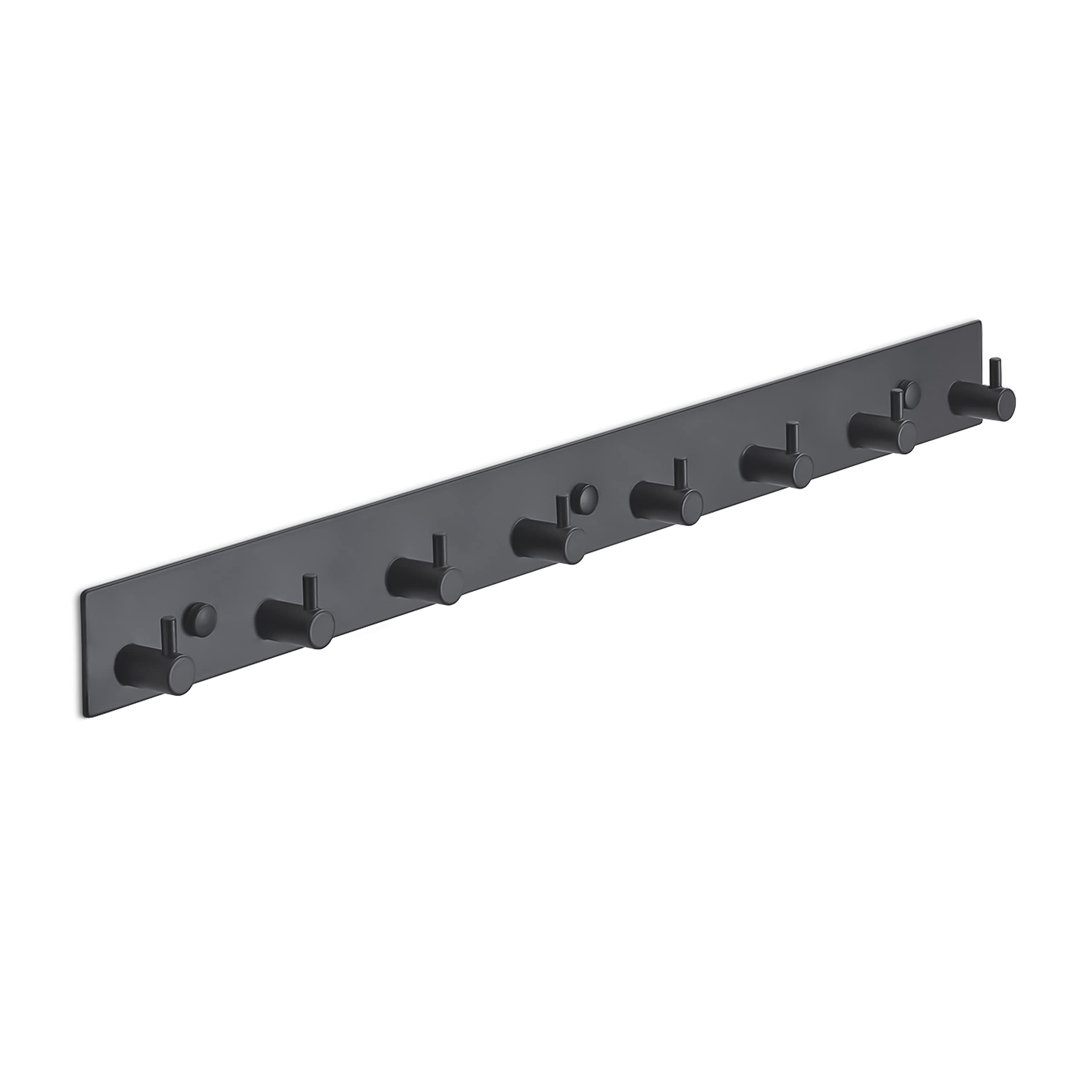 Brute Strength - Coat Rack - 8 Hooks - 53 cm - Stainless Steel - Door Hook for Kitchen, Hook Rail Black, wall Coat Rack, Bathroom, Living Room and Hallway for hat Scarves Handbags, Towel Hooks