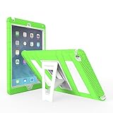 iPad Air 2 Case - [Kickstand] Durable Hybrid Silicone + Hard Polycarbonate Kid Proof [Shock-Absorption] with Foldable Stand Protective Cover for Apple iPad Air 2 9.7