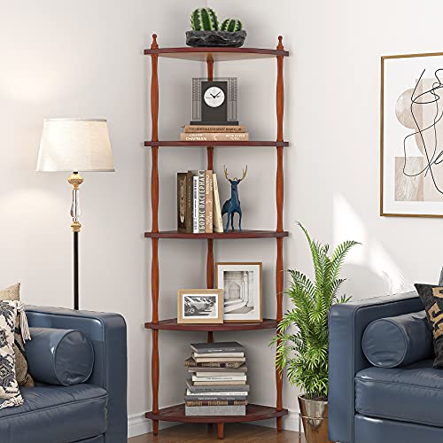 Tribesigns Corner Shelf, 5 Tier Corner Bookshelves Freestanding Small