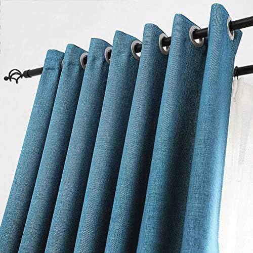 2 panels set Hollow Blackout curtain, Floor-length Full light blocking Drape Opaque Thermal insulated Thickened Window screen-blue-eyelet 190 x 270cm