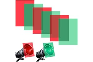 CLESDF Gel Light Filter - 6Pcs Christmas Overlays Correction Gel Filter, Red and Green Transparent Film Plastic Sheets, 11.7 x 8.5 Inches
