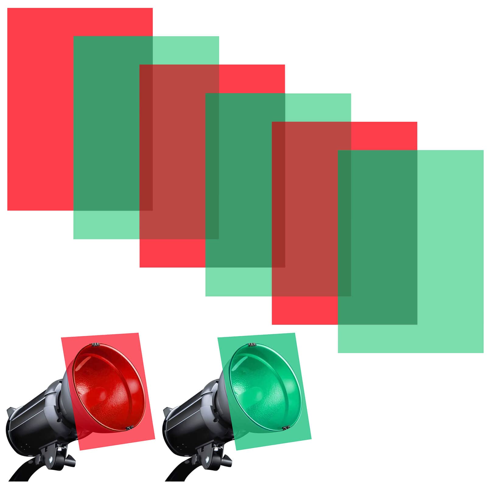 Photo 1 of Gel Light Filter - 6Pcs Christmas Overlays Correction Gel Filter, Red and Green Transparent Film Plastic Sheets, 11.7 x 8.5 Inches