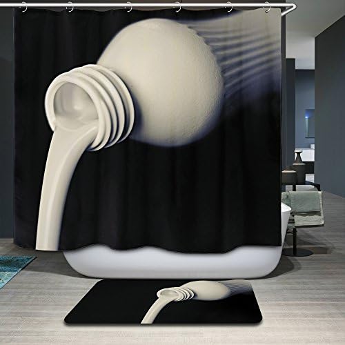 Bottled Milk White Fshion Shower Curtain in Bath 70 x 70 In Mildew Resistant Waterproof Polyester Bathroom Decoration Hanging Curtains Includes Hooks With Give Away Same Color Mat