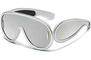 AWGSEE Trendy Wave Mask Sunglasses for Women Men Oversized Shield Sun Glasses Fashion Designer Style