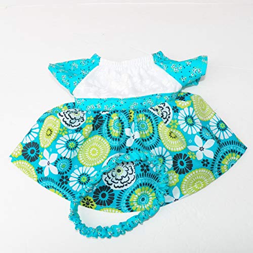 Cabbage Patch KIDS 16 inch Doll Clothes Blue Flower Dress and headband handmade- NO DOLL