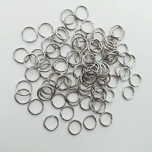 100-Piece Open Jump Rings, 4mm, small clasp hooks crimp Ends beads connector (Rhodium plated)