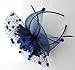 Coolwife Womens Fascinator Veil Flower Cocktail Tea Party Headwear (Dark Navy Blue)