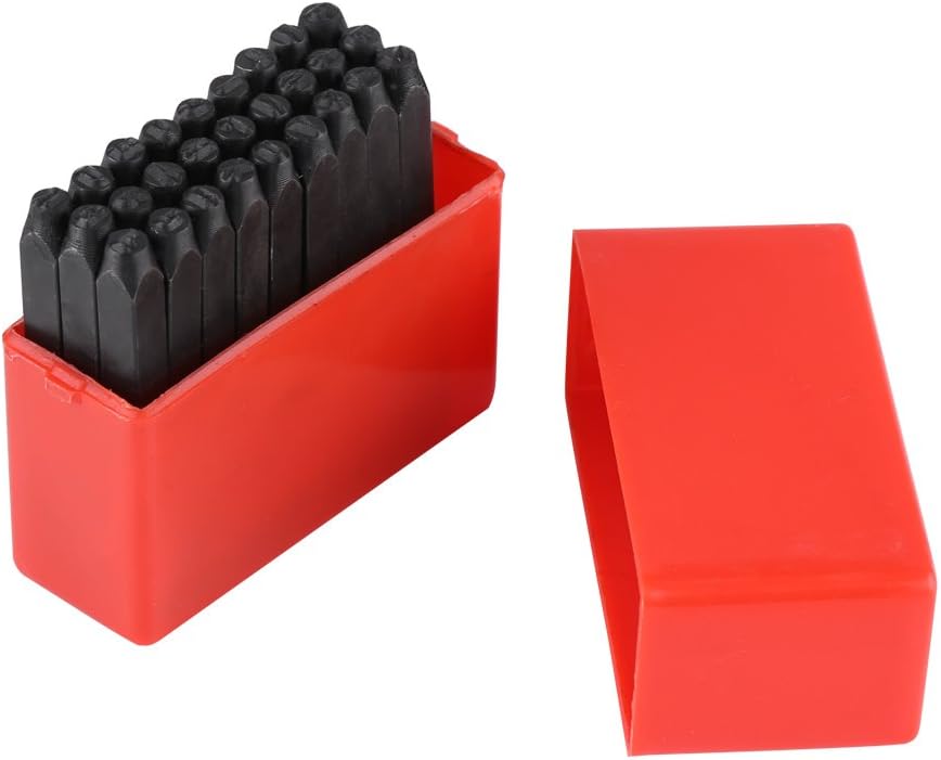 3mm Carbon Steel Number and Letter Stamp Set Alphabet Hand Punch Metal Stamp Craft Tool Kit with Case(Alphabet)