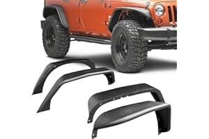GAFONAXDRI MODnGO Heavy Duty Jeep Wrangler Steel Fender Flares for 2/4 Doors 2007-2018 JK & JKU - On Bolt Quick Installation, Anti-Rust, Rock Guard in Off-Road Outdoor Adventures, 4 PCS Front & Rear Fenders