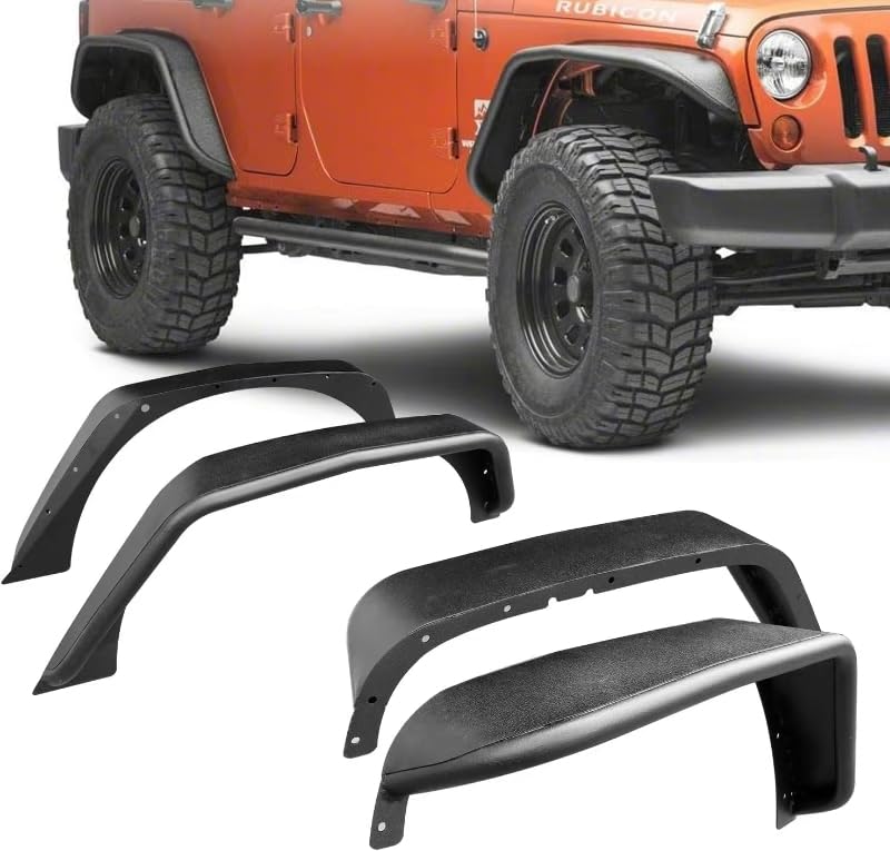 Photo 1 of MODnGO Heavy Duty Jeep Wrangler Steel Fender Flares for 2/4 Doors 2007-2018 JK & JKU - On Bolt Quick Installation, Anti-Rust, Rock Guard in Off-Road Outdoor Adventures, 4 PCS Front & Rear Fenders