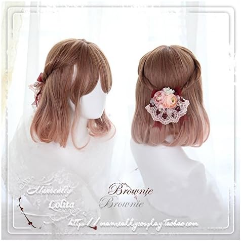 CHC FAIRY13" Women Girls Japan Harajuku Elegant Sweet Lolita Natural Looking Daily Wear Cute Fluffy Healthy short Brown Curly Kanekalon BOBO Full Wig Cosplay