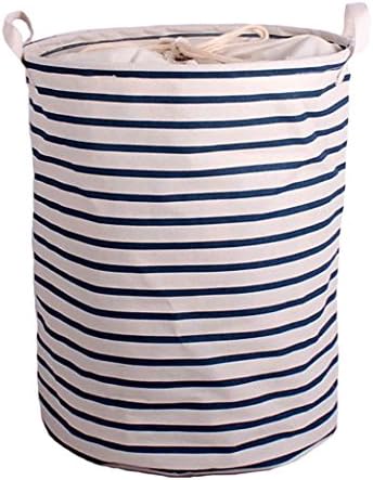 Collapsible Laundry Basket , Dirty Cloth Drawstring Storage Bin Toy Collection Organizer with Two Handles for Nursery Kid's Room - Blue