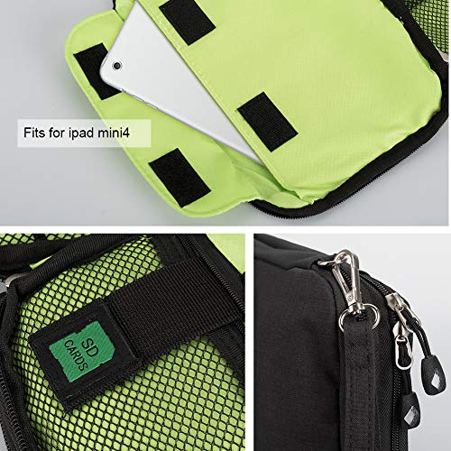 Electronics Accessories Organizer,Double Layer Waterproof Cable Organizer Bag,Multifunction Travel Gadget Bag Storage Cables, USB Flash Drive,iPad Mini and More