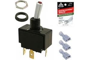 FalconSupply 12V Marine Toggle Rocker Switch Kit, Genuine OEM Carling Marine Grade SPST On-Off Maintained, Red Lighted 15A He