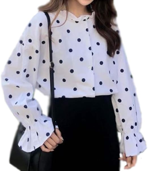 Amazon M R Collection ブラウス ドットブラウス レディース ホワイト シャツ ブラウス 通販