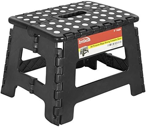 Folding Step Stool - 9 inch Height Premium Heavy Duty Foldable Stool for Kids & Adults, Kitchen Garden Bathroom Stepping Stool from ImiKas